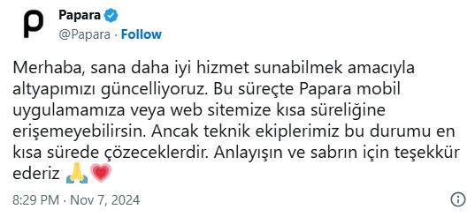 Papara çöktü mü? Papara neden girilmiyor, problem mi var 7 Kasım Perşembe?