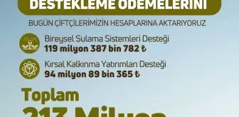 Çiftçilere 213 Milyon TL Tarımsal Destek Ödemesi Yapılacak