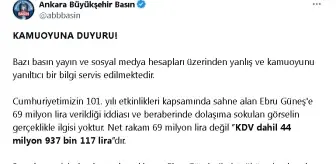 Ebru Güneş'e 69 Milyon Lira İddiası Yalanlandı