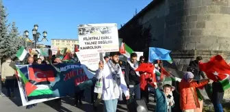 Erzurum'da Sağlık Çalışanlarından Filistin İçin Protesto