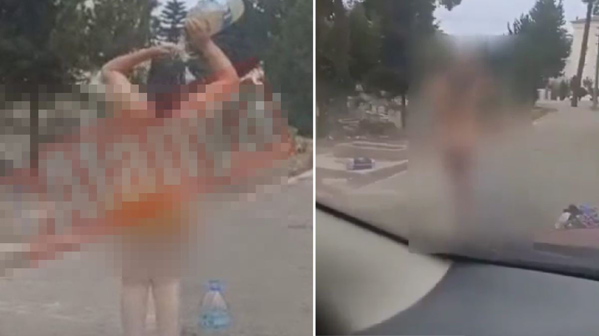 Mezarlıkta bir kadın çırılçıplak halde duş alırken görüntülendi