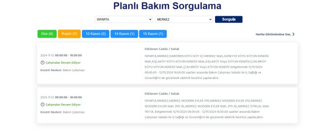 Isparta'da Elektrik Kesintisi Duyurusu: 12 Kasım AEDAŞ Kesinti Programı