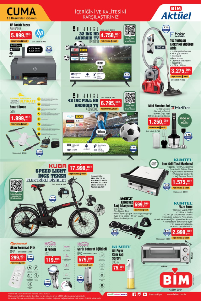 BİM 15 KASIM AKTÜEL KATALOĞU: Bim'de hangi aktüel ürünler var? 15 Kasım Cuma günü Bim'e hangi ürünler gelecek? BİM 15 KASIM AKTÜEL KATALOĞU: Bim'de hangi aktüel ürünler var? 15 Kasım Cuma günü Bim'e hangi ürünler gelecek?