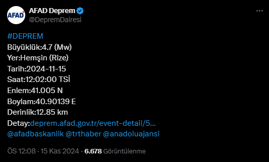 RİZE'DE DEPREM! Rize'de deprem mi oldu? Deprem kaç şiddetinde?