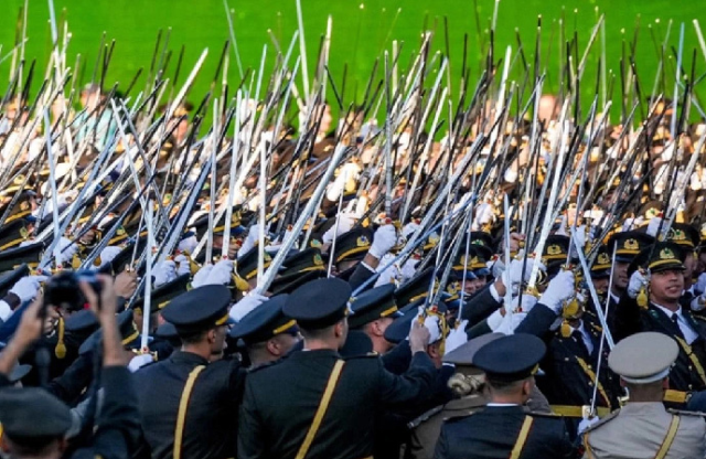 Two lieutenants participating in the sword oath ceremony were referred to the disciplinary board