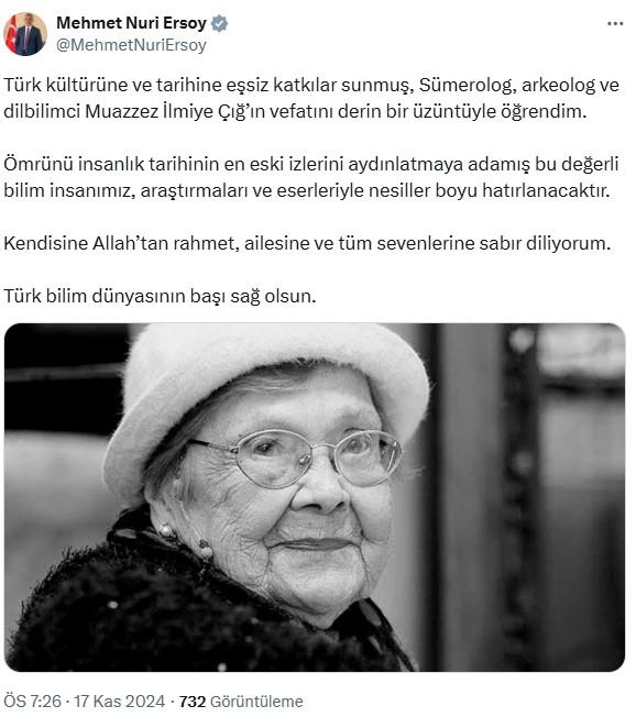 Turkey's first female Sumerologist Muazzez İlmiye Çığ has passed away