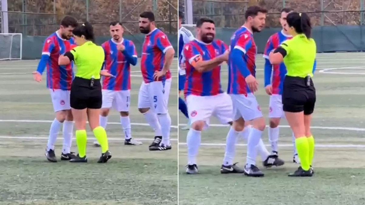 Kadın hakemi dövmeye kalktı