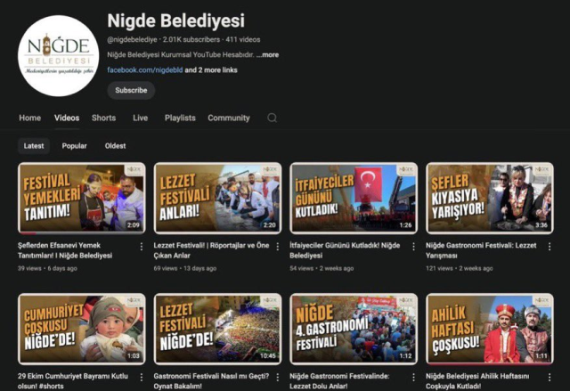 Niğde Municipality allocated 2 million TL for 9 months for its YouTube channel