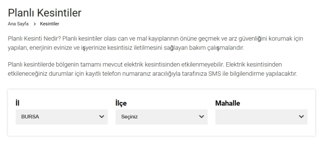 Bursa elektrik kesintisi! 20-21 Kasım Nilüfer, Mudanya, Gürsu elektrik kesintisi ne zaman gelecek?