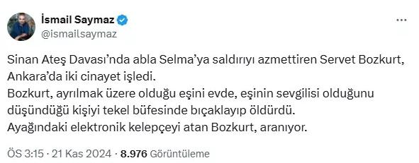 Servet Bozkurt kimi öldürdü? Sinan Ateş'in ablasına saldıran Servet Bozkurt nereye kaçtı?