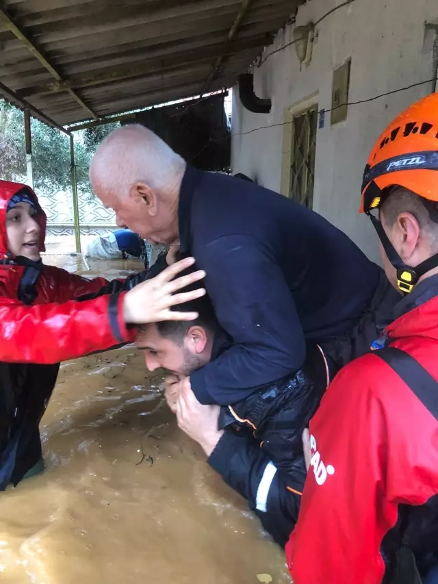 Water overflowing from the stream in Antalya due to heavy rainfall flooded the 5-star hotel