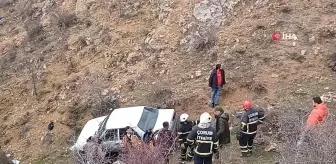 Çorum'da Şarampole Uçan Otomobilin Sürücüsü Yaralandı