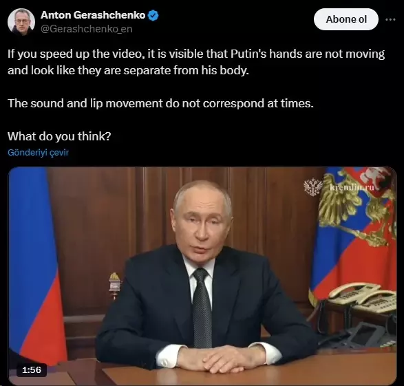 Putin did not move his hands even for a moment in the eight-minute video