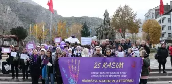 Amasya'da Kadına Yönelik Şiddete Karşı Mor Mendil Protestosu