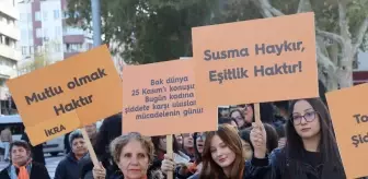 Denizli'de kadına yönelik şiddete karşı farkındalık yürüyüşü gerçekleştirildi