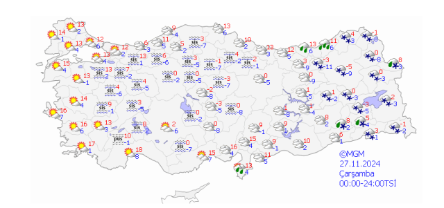 27 Kasım Diyarbakır hava durumu | 27 Kasım Diyarbakır hava durumu nasıl? Diyarbakır'da bugün hava nasıl olacak?