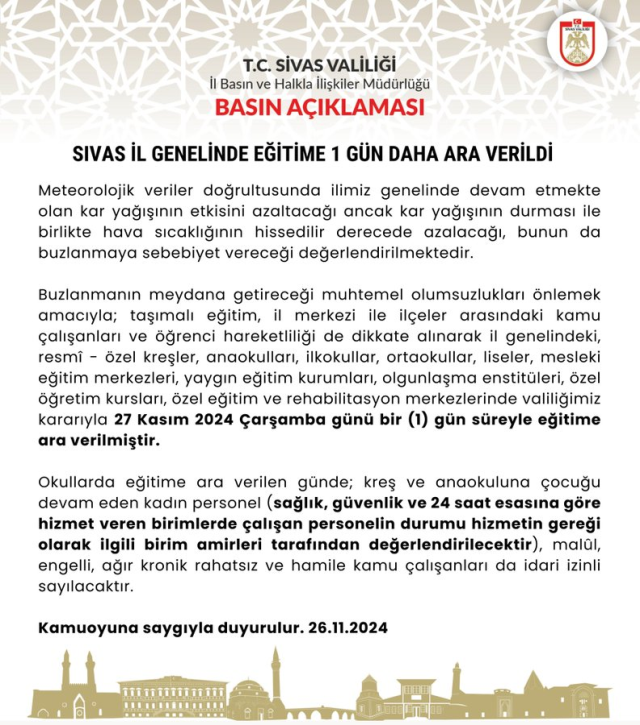 Yarın okul tatil mi? 27 Kasım Çarşamba okul yok mu?