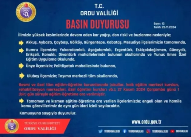 Bugün okullar tatil mi, okul yok mu SON DAKİKA!