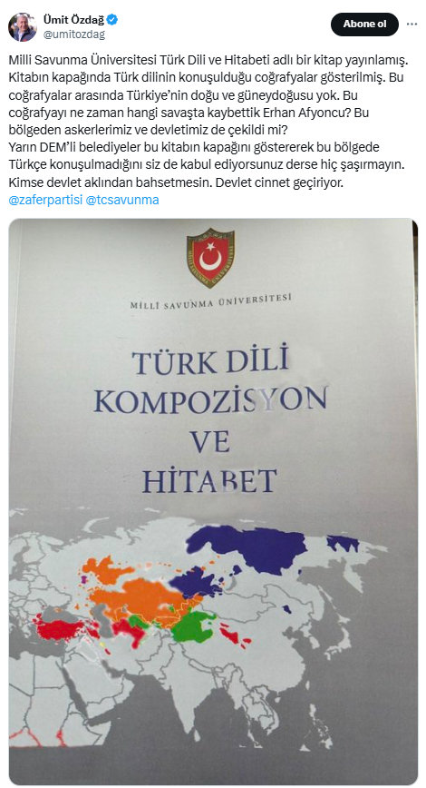 The map of Turkey in the National Defense University's book caused a stir