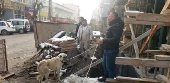 Gümüşhacıköy'de İnşaata Düşen Köpek Kurtarıldı