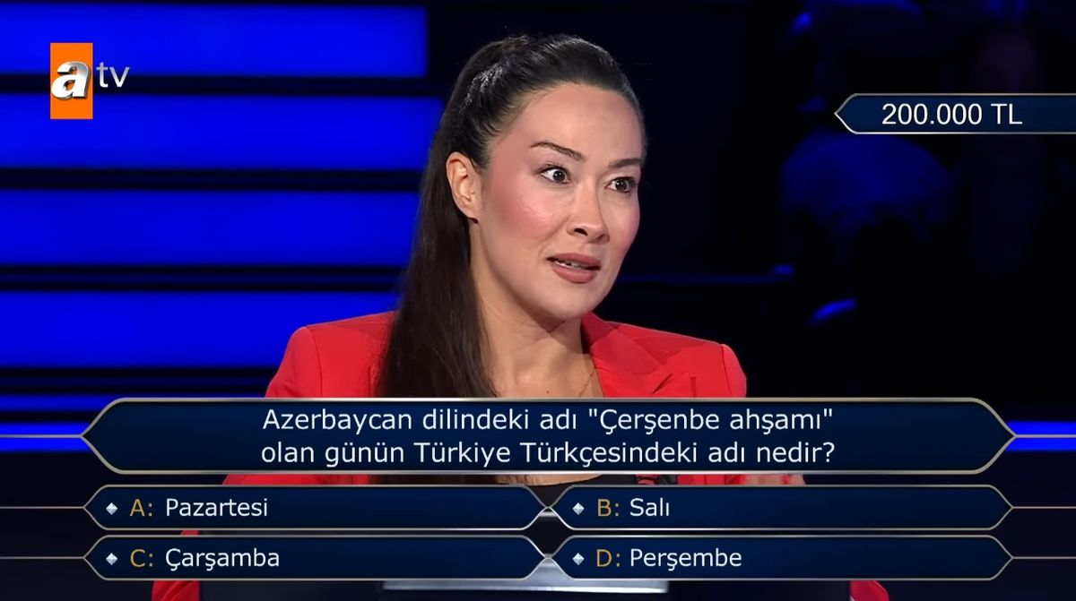 Azerbaycan dilindeki adı 'Çerşenbe ahşamı' olan günün Türkiye Türkçesindeki adı nedir? Kim Milyoner Olmak İster yeni bölüm soru ve cevapları!