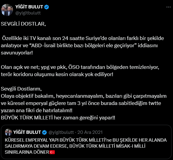 Yiğit Bulut's statement on Syria that will be widely discussed: The great Turkish nation always does what is necessary