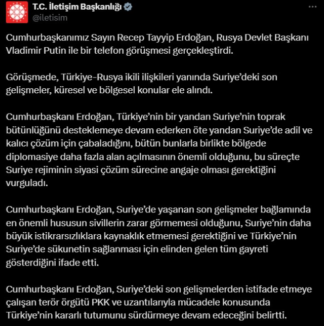 Putin ile Suriye'yi görüşen Erdoğan'dan Esad için dikkat çeken öneri: Rejim siyasi çözüm sürecine dahil olmalı