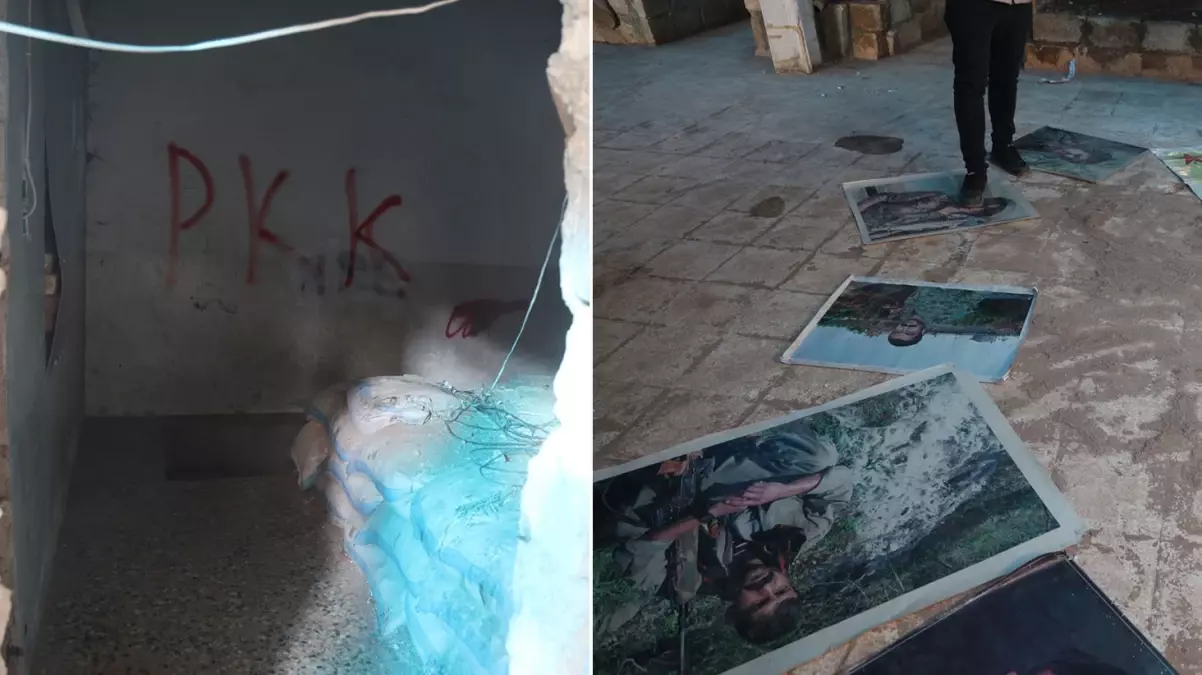 Muhalifler PKK'lı avında! Tel Rıfat'taki tünellerden çarpıcı görüntüler