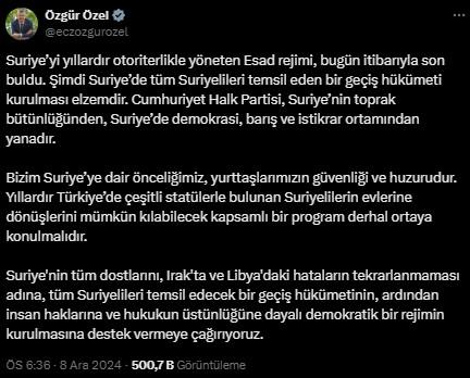 Call for a Transitional Government for Syria from Özgür Özel