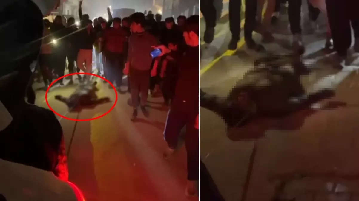 Deyrizor'da halk, bir teröristi aracın arkasına bağlayıp yolda sürükledi