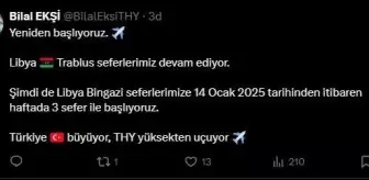 THY, Bingazi Seferlerine 14 Ocak'ta Başlıyor