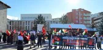 Erzurum'da sağlık çalışanları, dondurucu soğukta Gazze için yürüdü