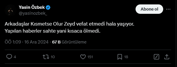 Kısmetse Olur Zeyd Gümüştutan öldü mü? Zeyd öldürüldü mü?