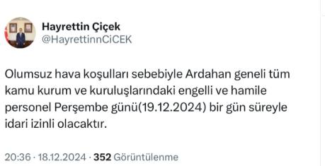 Ardahan okullar tatil mi SON DAKİKA 19 Aralık Perşembe?