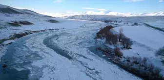 Ağrı'da Soğuk Hava Etkili: Murat Nehri Buzla Kaplandı