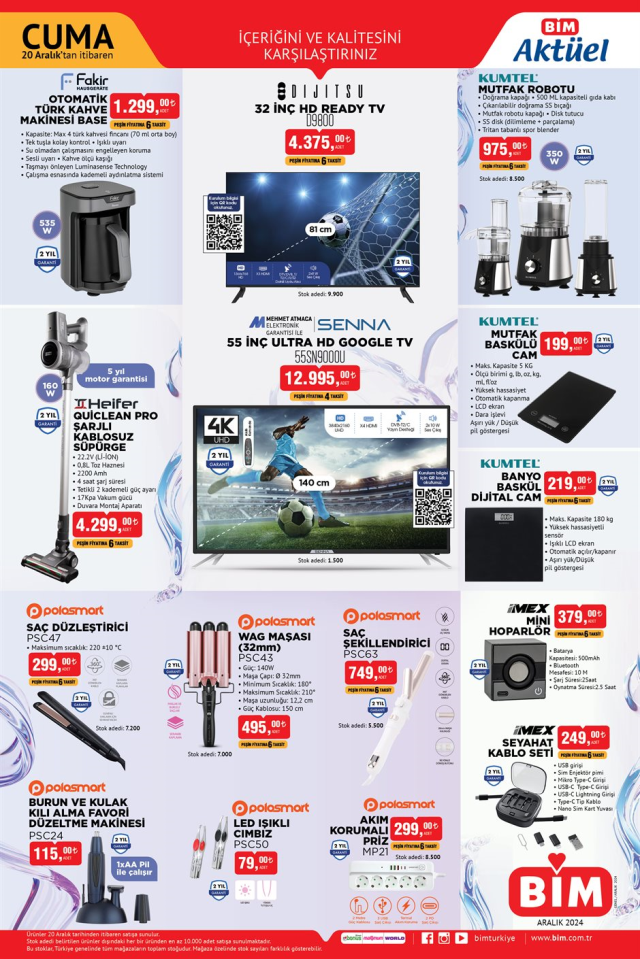 BİM AKTÜEL 20 ARALIK KATALOĞU! 20 Aralık Cuma BİM aktüel kataloğunda hangi ürünler var? BİM'de bu hafta hangi fırsatlar var?