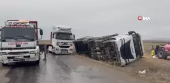 Mısır Yüklü Tır Devrildi, Tonlarca Mısır Araziye Saçıldı