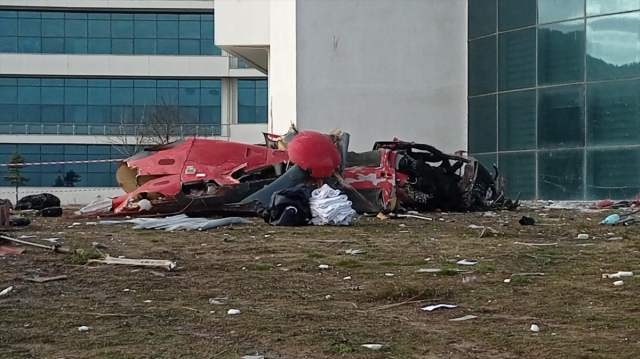 First images from the helicopter crash in Muğla where 4 people died