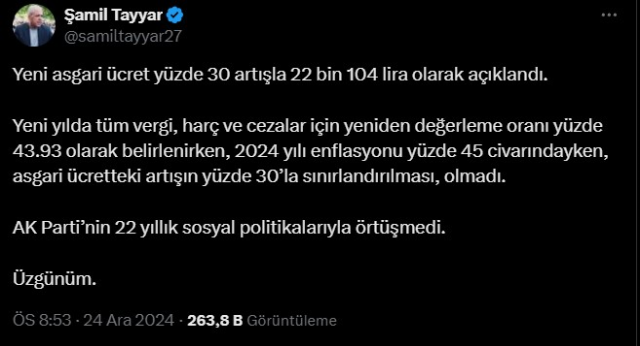 Asgari ücret zammına AK Partili isimden tepki: 22 yıllık politikalarla örtüşmedi Asgari ücret zammına AK Partili isimden tepki: 22 yıllık politikalarla örtüşmedi