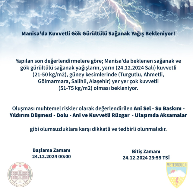 Manisa okullar tatil mi 25 Aralık Çarşamba (Son Dakika Manisa Valiliği)?