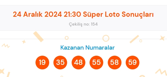 Süper Loto sonuçları açıklandı mı? 24 Aralık Süper Loto kazanan numaralar neler? Süper Loto sonuçlarına ne zaman, nereden bakılır?