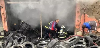 Hatay'da Lastikçi Dükkanında Yangın