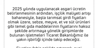 Tarım ve Orman Bakanlığı'ndan Fahiş Fiyat Artışlarına Karşı Uyarı