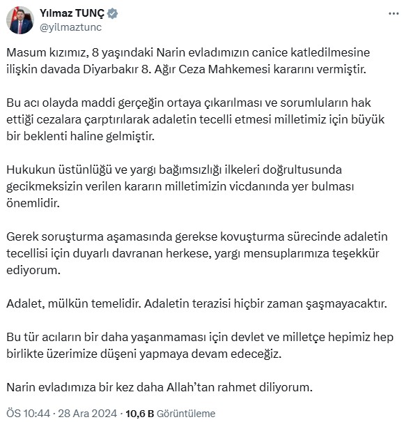 Narin Güran cinayeti davasında karar açıklandı Narin Güran cinayeti davasında karar açıklandı