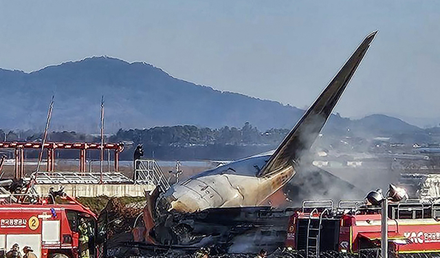 First images from the plane crash in South Korea