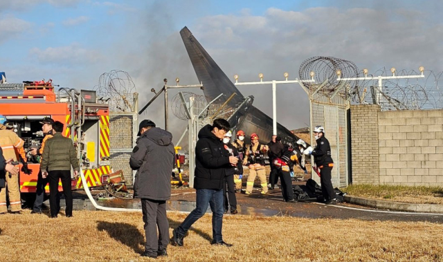 First images from the plane crash in South Korea