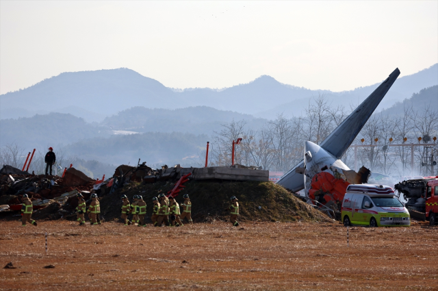 First images from the plane crash in South Korea