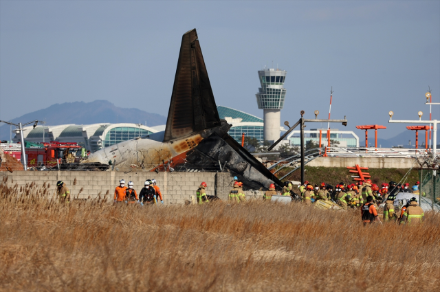 First images from the plane crash in South Korea