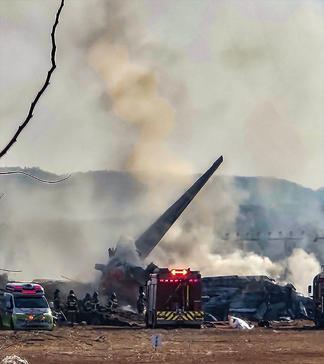 First images from the plane crash in South Korea