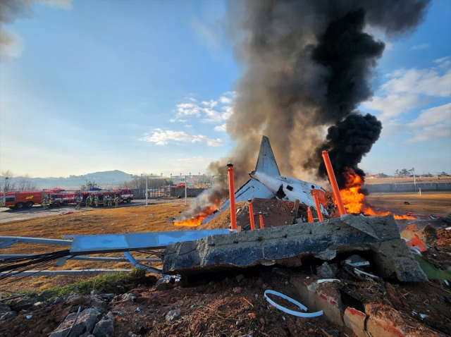 First images from the plane crash in South Korea